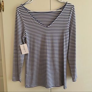NWT HALOGEN Blue & White Striped Top Sz XS